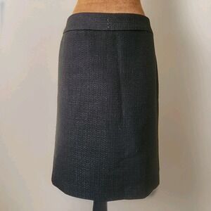 NWT Ann Taylor Skirt Black Knit Wool Classic Career Business Metallic Size 6‎